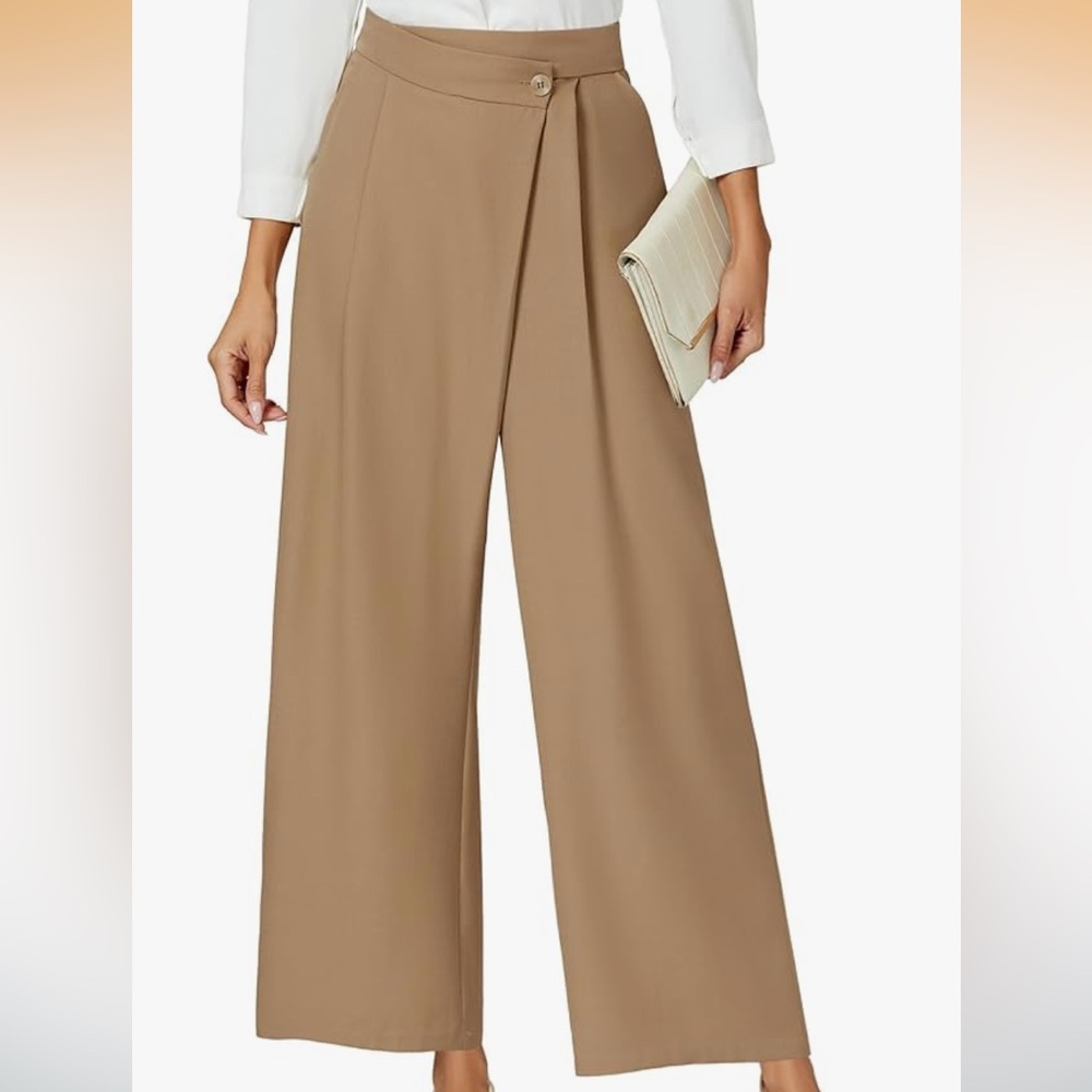 New Allegra K white blouse (free) and B tan trouser set Size small